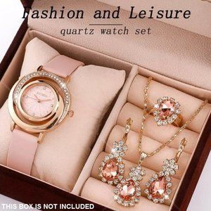 💕NEW Sparkling Bling Crystal Rhinestone 5PCS Luxury Watch Set Earrings N…